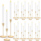 FillTouch 30 Pcs Gold Candlestick Holders with Flameless Taper Candles Bulk by FillTouch