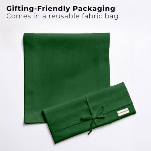 Easy Linen™ by D'Moksha, Linen-Look Texture, Recycled Fabric Table Runner, Forest Green, 14 x 108 Inch, Wrinkle Resistant, Machine Washable - Fall, Everyday Dining - Image 4