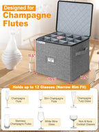 punemi Champagne Flute Storage Container, 2-Pack Hard Shell Wine Glass Box - Image 2