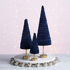 Navy Pedestal Velvet Trees Set of 3, Made in USA, Winter Modern Decor, Valentine Tabletop, Minimalist Gift, for Mantel, Wedding Centerpiece (Navy) - Image 2