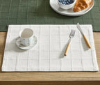 ZeeMart Linen Checked Farmhouse Placemats Set of 6, Bright White 13x19in by ZEEMARTONLINE