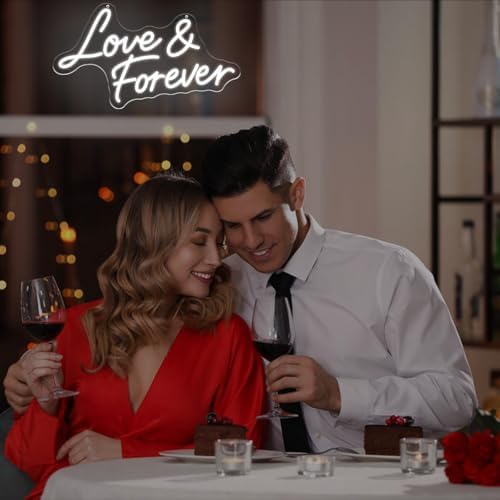 Love & Forever Neon Sign – 16.9″ × 9.4″ Romantic LED Wall Light Dimmable - Image 4