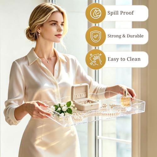 SXNOWS 12"x16" Clear Acrylic Serving Tray-Spill Proof - Image 3