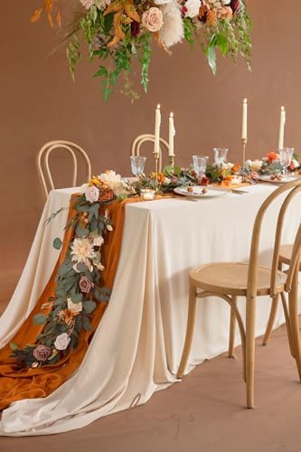 Ling's moment Flower Garland, 6FT Eucalyptus & Rose Terracotta & Orange 02 - Image 5