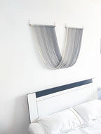 QULBUJ Dip Dye Large Macrame Wall Hanging Tie-Dye Yarn Tapestry Home Boho Wall Decor Ombre Art Headboard Bedroom Living Room 52" Wx34 L,Grey - Image 7