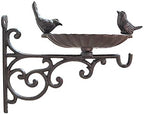 Outdoor Hanging Bracket with Bird Feeder - Cast Iron Hanger Wall Hook for Hanging Planters, Lanterns, Wind Chimes and More Garden Decorative Items, Wall Mounted Mini Bird Bath by Centmehr