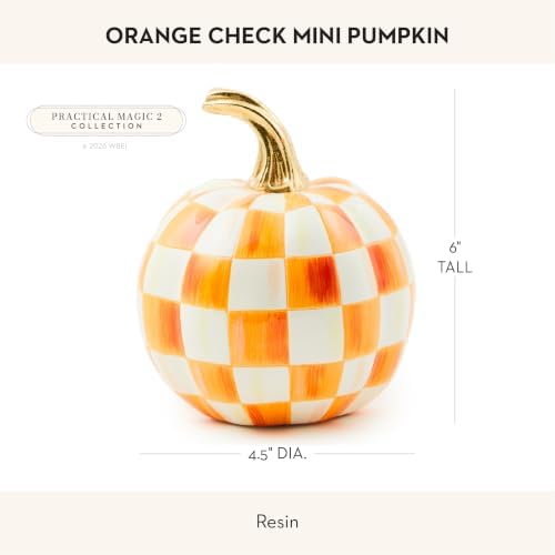 MACKENZIE-CHILDS Resin Pumpkin, Mini, Orange-and-White Orange Check - Image 4