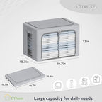 CYhom Clothes Storage Bins Box - Foldable Stackable Container Organizer Set with Clear Window & Carry Handles & Metal Frame - 2Pack Large Capacity for Bedding, Blankets, Books - Image 4