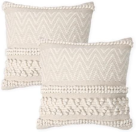 · REDEARTH · Boho Textured Handwoven Throw Pillow Cases - Boho Chic Natural by REDEARTH
