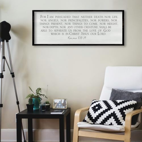 ZZJJHYWGQ Christian Wall Art Romans 8:38-39 Bible Verse Sign 32"×12" Black - Image 7