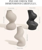 BosilunLife Decorative Vase Set of 3, Nested Curved Recycled Ceramic - Image 2