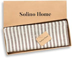 Solino Home 100% Linen Table Runner, 14 x 132 in, Brown and Cream Striped - Image 5