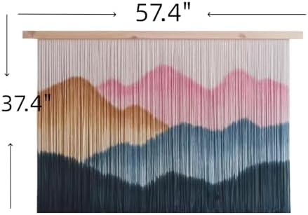 ZYDDNH Macrame Wall Hanging, Dip-Dyed Mountain Tapestry, Modern Fiber Wall Art, 57" W x 37" L (light pink) - Image 5