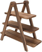 3 Tier Serving Tray Wood Cupcake Display Farmhouse Tiered Tray Organizer, Rectangle Solid Wood Serving Stand for Fruits Snacks Storage, Space Saving Kitchen Countertop Decor - Image 6
