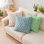 Pallene Fall Light Teal Faux Fur Throw Pillow Covers 20x20 Set of 2 - Image 4