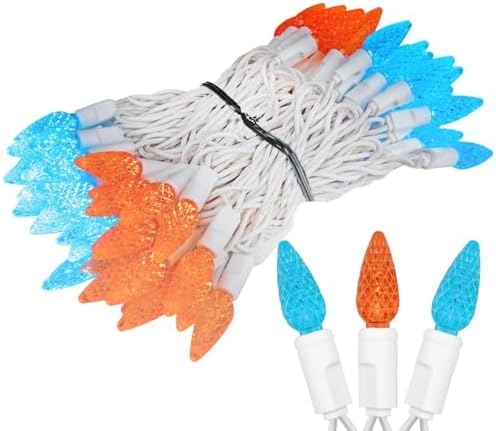 Novelty Lights 24FT 70 LED C6 Mardi Gras String Lights, Teal & Orange - Image 6