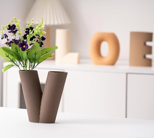 Creative Vase Set of 4, Modern Nordic Boho Style Flower Vases Home Decor for Living Room Kitchen Office(Khaki/Dark Brown/Orange/Beige) - Image 2