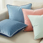 Mecatny Velvet Decorative Throw Pillow Covers 20x20 Set of 4 Blue/Pink - Image 2