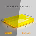 ATZYmolin 16"x12" Large Acrylic Serving Tray, Vanity Platter, Neon Yellow - Image 2