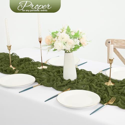 20 Pack Olive Green Cheesecloth Table Runner 120 Inch 10FT Rustic Boho Gauze Cheese Cloth Table Runner for Wedding Party Baby Shower Thanksgiving Christmas Decoration - Image 4