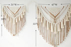 Jakalin Macrame Wall Hanging Tan Panels Boho Yarn Wall Art 31" Wx39 L - Image 5