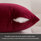 MIULEE 24x24 Inch Pack of 2 Euro Velvet Throw Pillow Covers Wine Red - Image 3