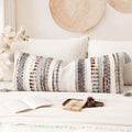 NUYECY Chenille and Cotton Long Pillow for Bed, Striped Textured Boho Lumbar Throw Pillow Cover 14x36, Neutral Accent Decorative Extra Long Body Pillow Case for Couch, Sofa, Bedroom, Brown-Grey by NUYECY