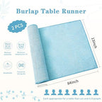 LuoluoHouse Burlap Table Runner Baby Blue Party Table Runners 2 Pack 13x84 Inch Farmhouse Spring Table Linen for Family Dining Ceremony Table Decoration - Image 5