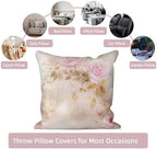 Pink Floral Pillow Covers 24''x24'' Set of 4, Vintage Flowers Cushion Covers Spring Watercolor Printed Botanical Pillowcases for Couch Sofa Bedroom Farmhouse Garden Patio Car Decoration - Image 7