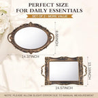 Reallnaive 2 Pcs Vintage Gold Mirror Tray Set, Antique Gold, Gothic - Image 2