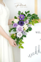 Wedding Decor Pack of 2 Welcome Sign Flower Backdrop Garland for Ceremony Reception Wall Easel Home Decoration Entryway Faux Outdoor Board Head Table Decor Lilac & Cream - Image 5