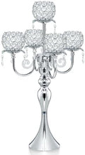 Silver 5 Arms 22.5 Inch Crystal Exquisite Candle Holder with Pendant, Elegant Table Decoration Home Decor for Restaurant Party Birthday Wedding Date by kehail
