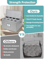 Cirhy Hard Shell Wine Glass Storage Box, Holds 24 Glasses, 2-Pack, Grey - Image 4