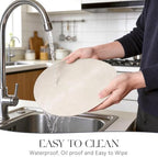 MOSAYT Vinyl Faux Leather Round Placemats Set of 6, 13 Inch, Beige - Image 4