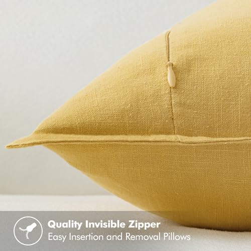 MIULEE Decorative Linen Pillow Covers 20x20 Inch Yellow - Image 3