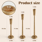 Gold Taper Candle Holders Set of 3, Vintage Brass Candlestick Holder - Image 2