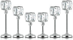 Crystal Tealight Candle Holders Set of 6 (9''/11''/13'') - Elegant Metal & Glass Centerpieces for Stunning Home Decor (Silver) by kehail
