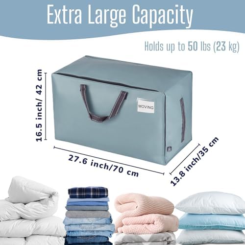VENO 6 Pack Extra Large Heavy Duty Moving Bags with Wide Opening & Reinforced Handles, Reusable Storage Tote Bags with Strong Zippers for Clothes, College Dorm Essentials & Moving Supplies - Image 4