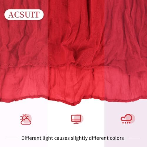 16 Pack Red Cheesecloth Table Runner 20 x 120 inch Gauze Table Runners 10 FT Long,Semi Sheer Boho Cheese Cloth Fabric Table Runner Bulk for Party,Wedding,Baby Shower,Bridal Shower Decoration - Image 6