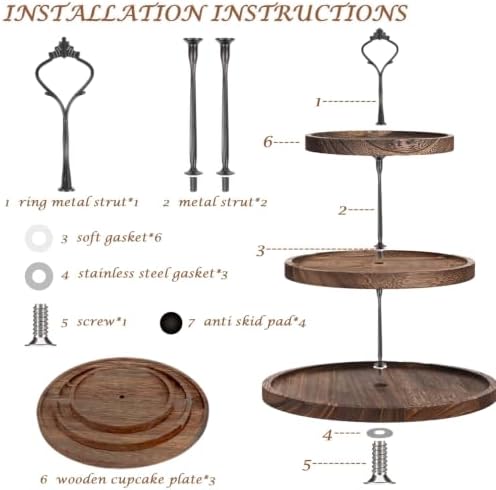 Large Wooden 3 Tier Cupcake Dessert Table Display Stand with Swing - Image 3