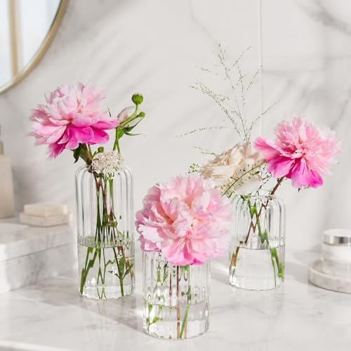 Glass Bud Vases Set of 24, Ribbed Small Flower Glass Vases for Centerpieces - Image 4