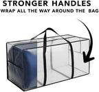 68.5 GAL 2 Pack XXL Jumbo Extra Large Heavy Duty Stronger Handles Storage Bags Moving Totes Zippered Reusable Wrap Around Handle Storage Totes (Translucent/Semi-Transparent) - Image 5