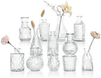 Glass Bud Vases Set of 12, Clear Small Vases for Flowers, Bulk Glass Vase for Centerpieces, Vintage Embossed Flower Vase for Wedding Table Decoration, Home, Cocktail Party by GarDream