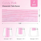 8 Pack Candy Pink Cheesecloth Table Runner 120 Inch Boho Wedding Decor - Image 2