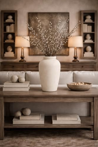 Emotionally Grounded Vase, Vaseking Large Ceramic Rustic Vase, 11 inch Minimalist Decorative Farmhouse Tall Vases for Home Decor, Living Room, Enterway, Table Decoration, Fossil - Image 6