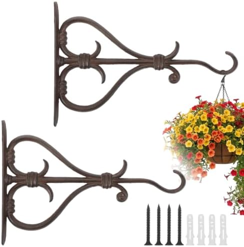 2 Pack Plant Hanger Brown Outdoor L Cast Iron Decorative Bracket by Unknown