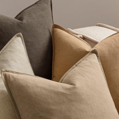 MIULEE Dark Brown Boho Linen Pillow Covers 20x20 Inch Pack of 4 - Image 5