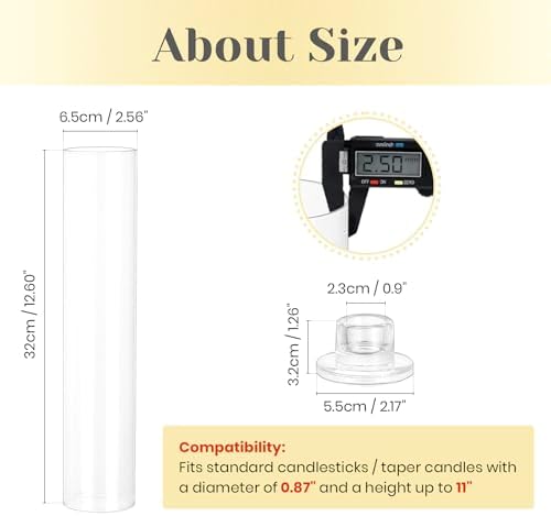 Hewory Hurricane Glass Candle Holders: 36 PCS Chimney Covers Bulk 12.6" H - Image 2