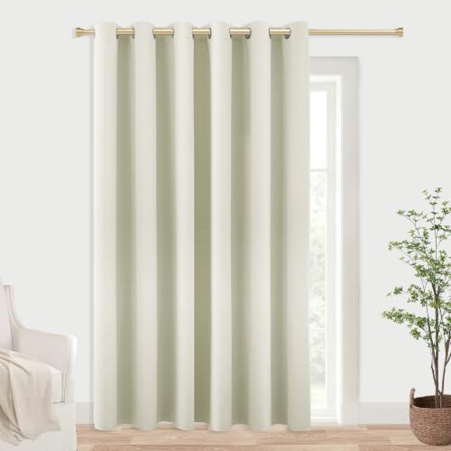 84 Inch Extra Wide Blackout Curtains, Heat Blocking Thermal Insulated Black Out Patio Door Curtains for Sliding Glass Doors Bedroom Living Room 84 Inches Long, Cortinas para Patio, Cream Beige by KOUFALL