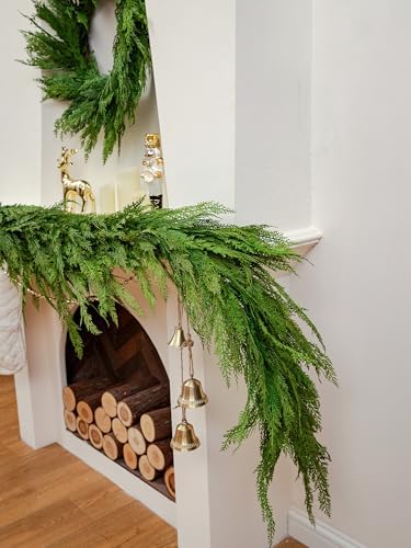 6FT Extra Full Cedar Pine Garland,Real Touch Christmas Garland for Mantle - Image 3